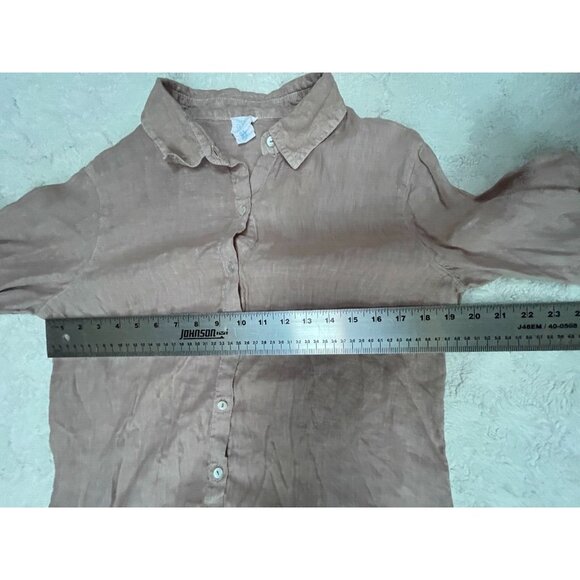 Sigrid Olsen Womens Medium Button-Back Linen Shirt Brown Long Sleeve Casual Top - Picture 5 of 9